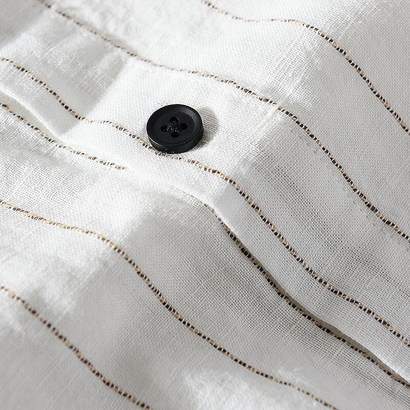 Men's Striped Linen Long Sleeve Shirt