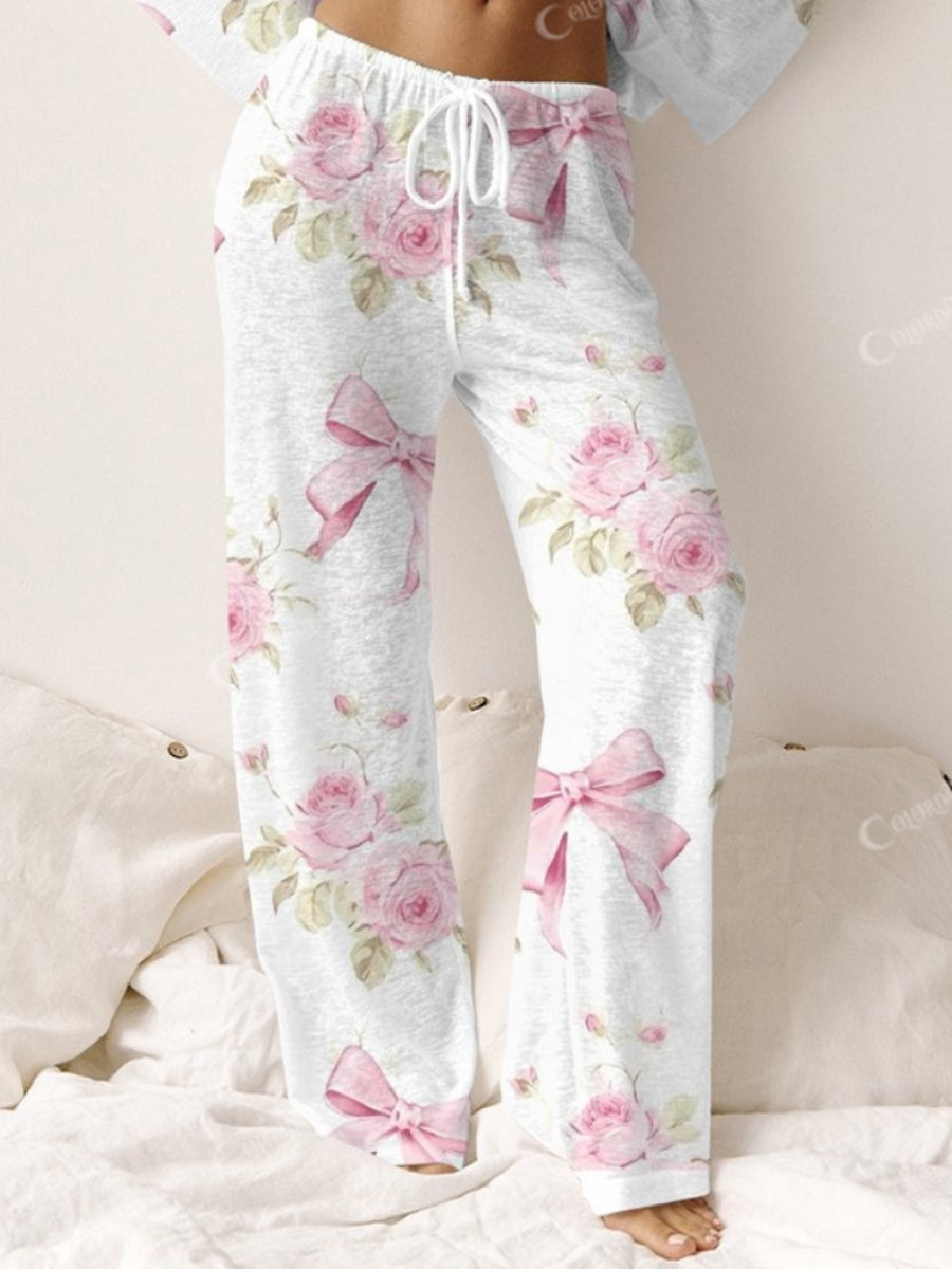 Women's Floral Bow Pajama Set
