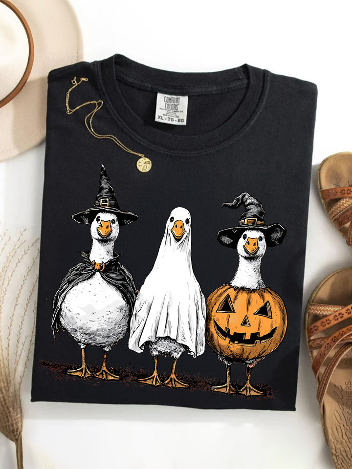 Boo Ghost Halloween Goose Retro T-shirt