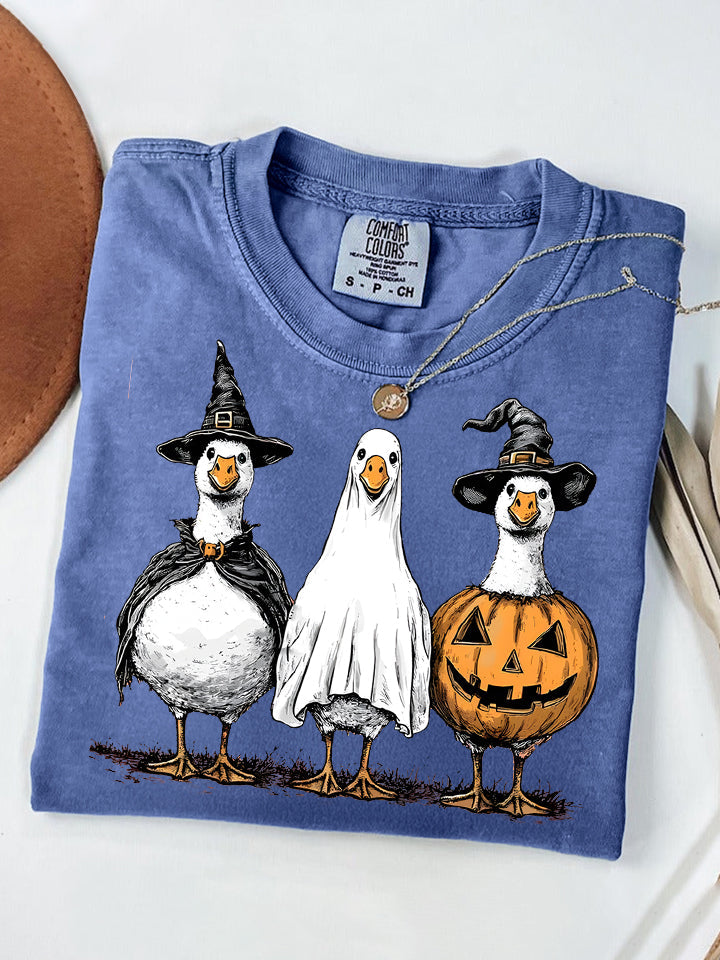 Boo Ghost Halloween Goose Retro T-shirt