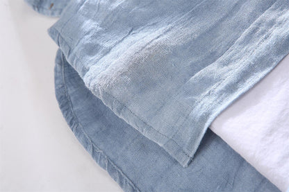 Men's Vintage Linen Long Sleeve Shirt - Loose Fit
