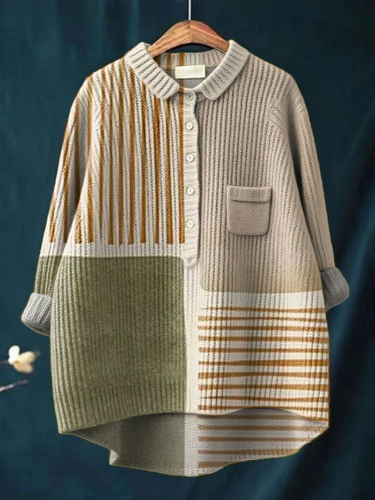 Women's Geometric Pattern Art Print Casual Pullover Knit Sweater