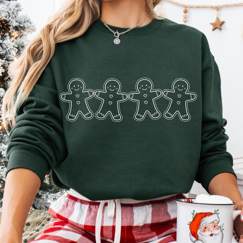 Gingerbread Man Printed Long Sleeve Casual Top