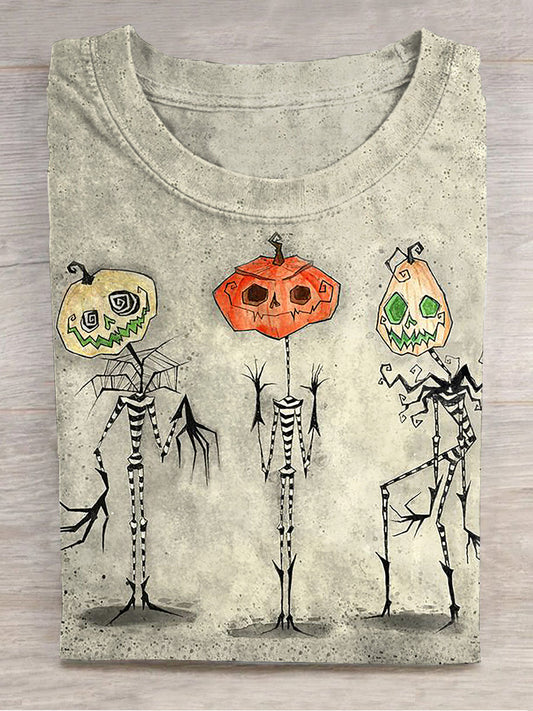 Happy Halloween Printed Crew Neck Women's T-shirt