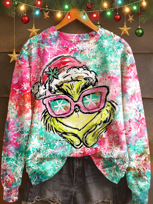 Christmas Cute Character Printed Long Sleeve Casual Top
