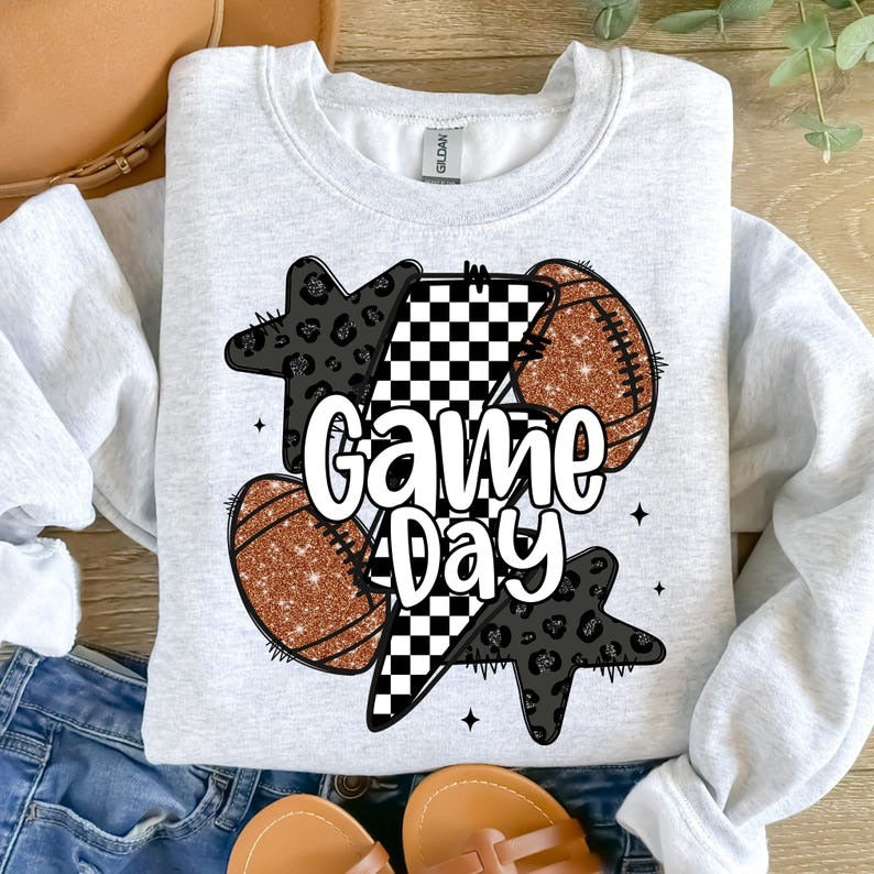 Game Day Football Print Long Sleeve Casual Top