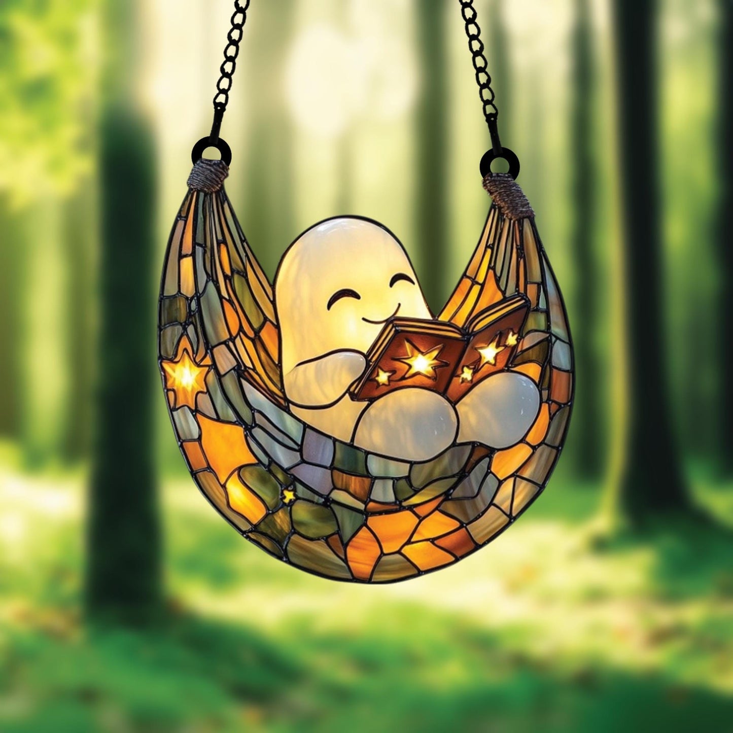 Cozy Ghost Reader Suncatcher