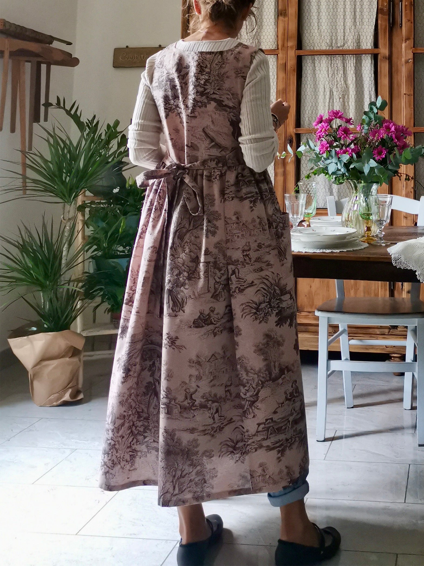 Vintage Pink Long Apron