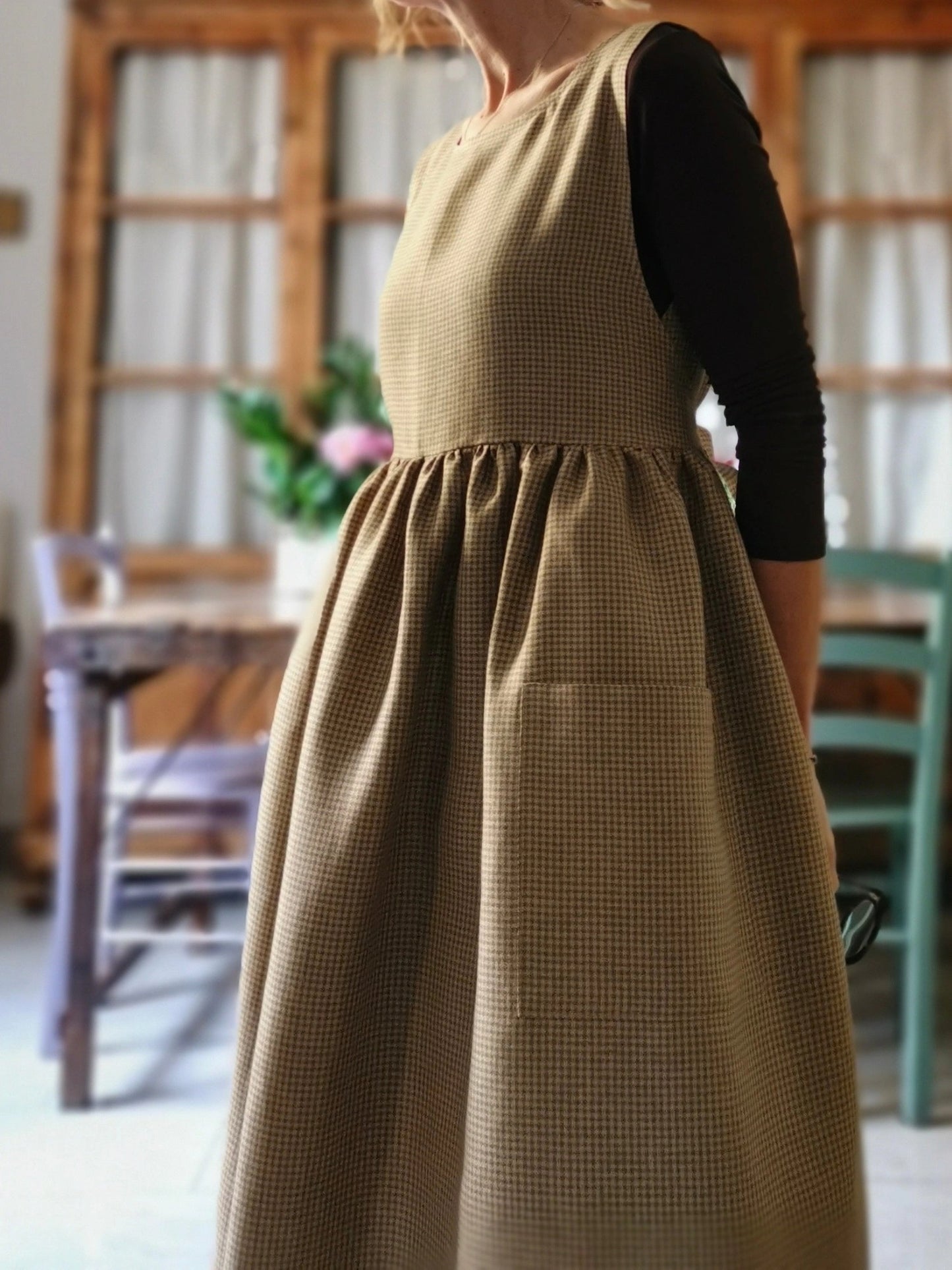 Brown Checked Kitchen Apron