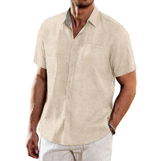 Men's Casual Unique Collar Cotton Linen Shirt