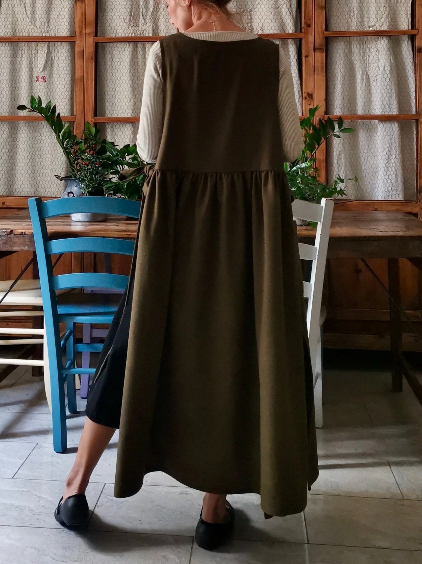 Dark Green Cotton Apron