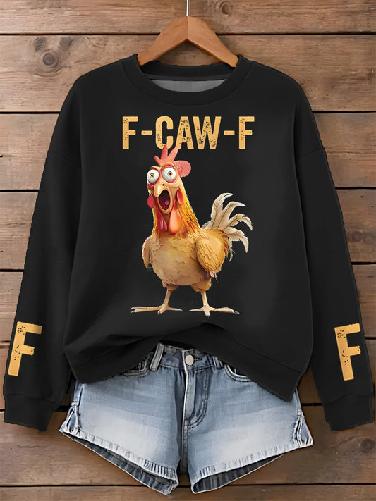 F-Caw-F Printed Long Sleeve Casual Top