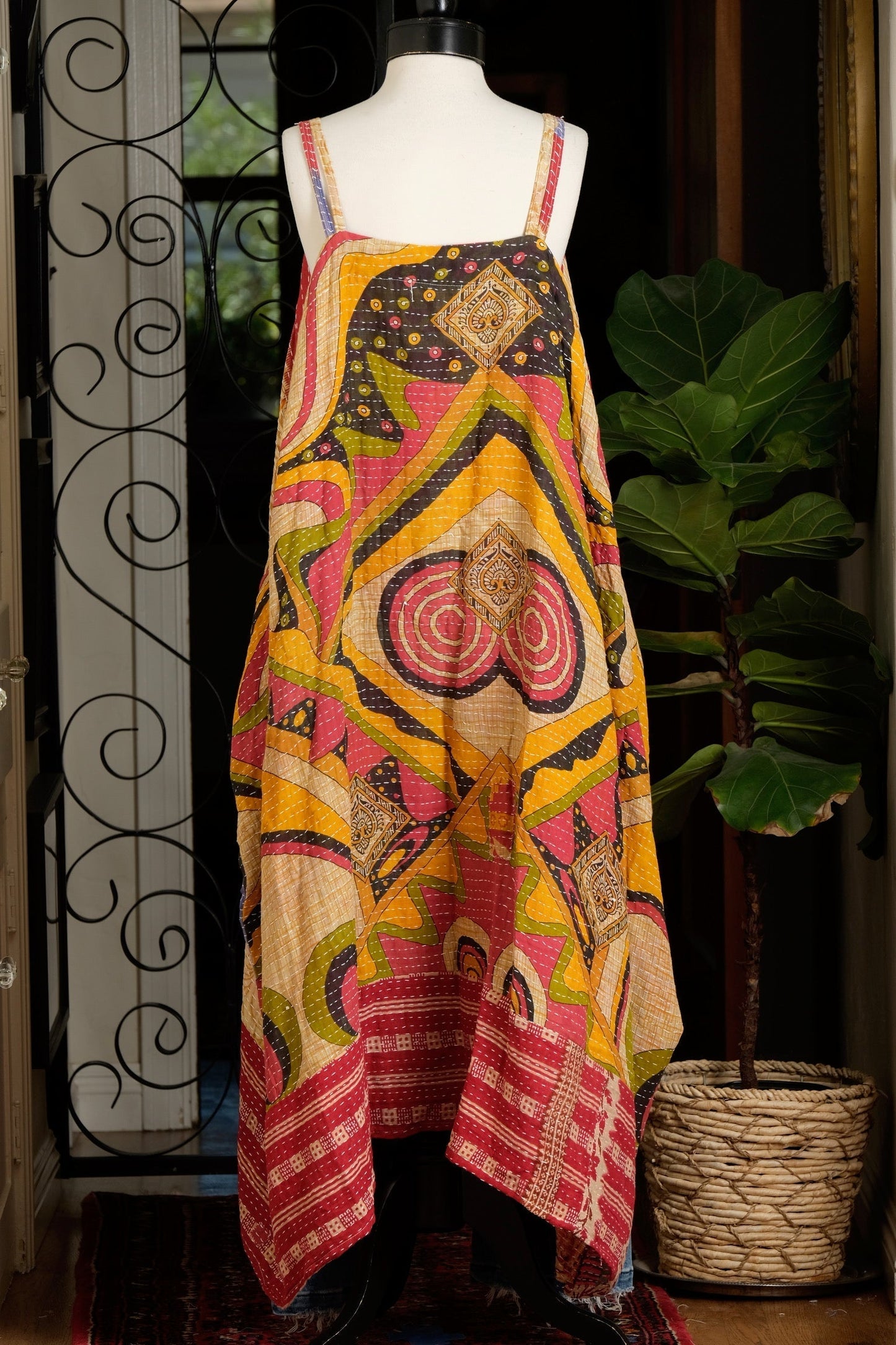 Kantha Maxi Dress in American Beauty