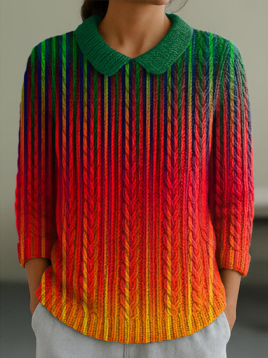 Women's Casual Peter Pan Collar 3/4 Sleeve Sweater