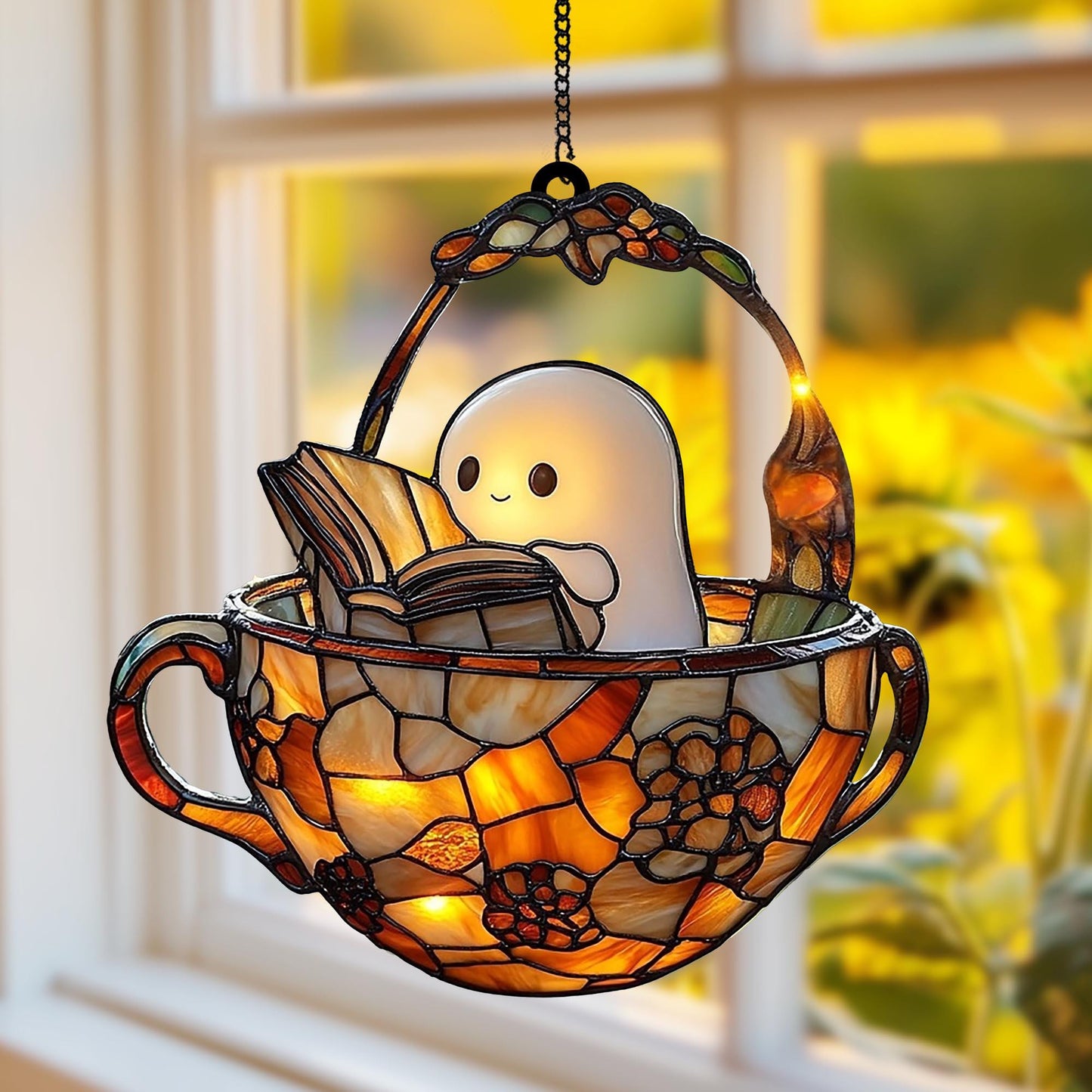 Cozy Ghost Reader Suncatcher