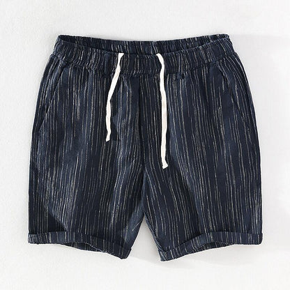 Men's Striped Drawstring Elastic Waist Casual Shorts