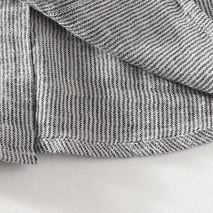 Men's Striped Short Sleeve Shirt - Square Collar, Cotton Linen