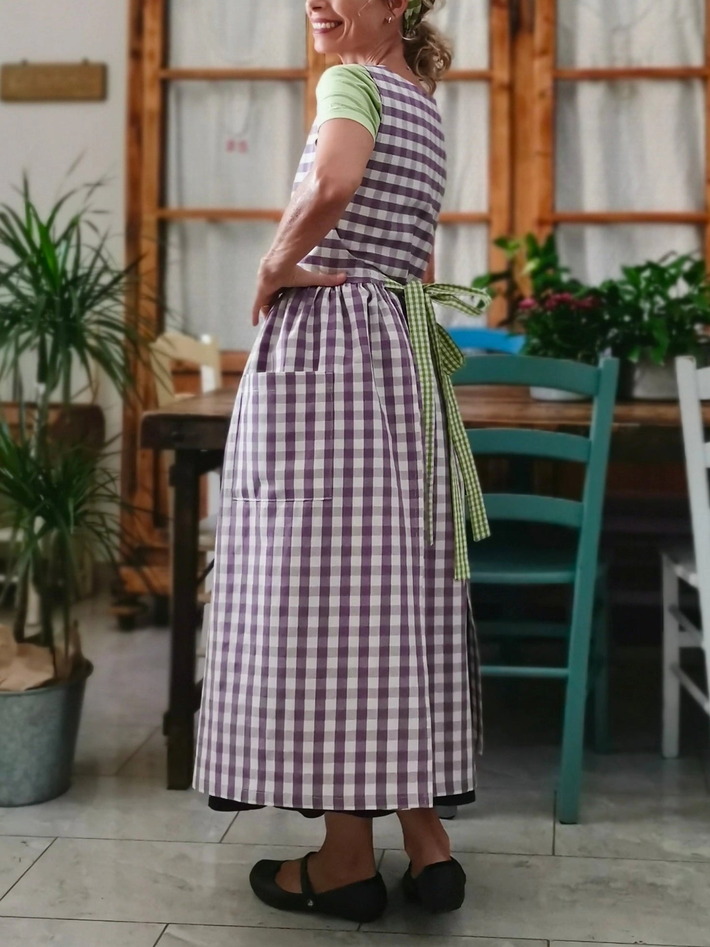 Purple Checkered Apron