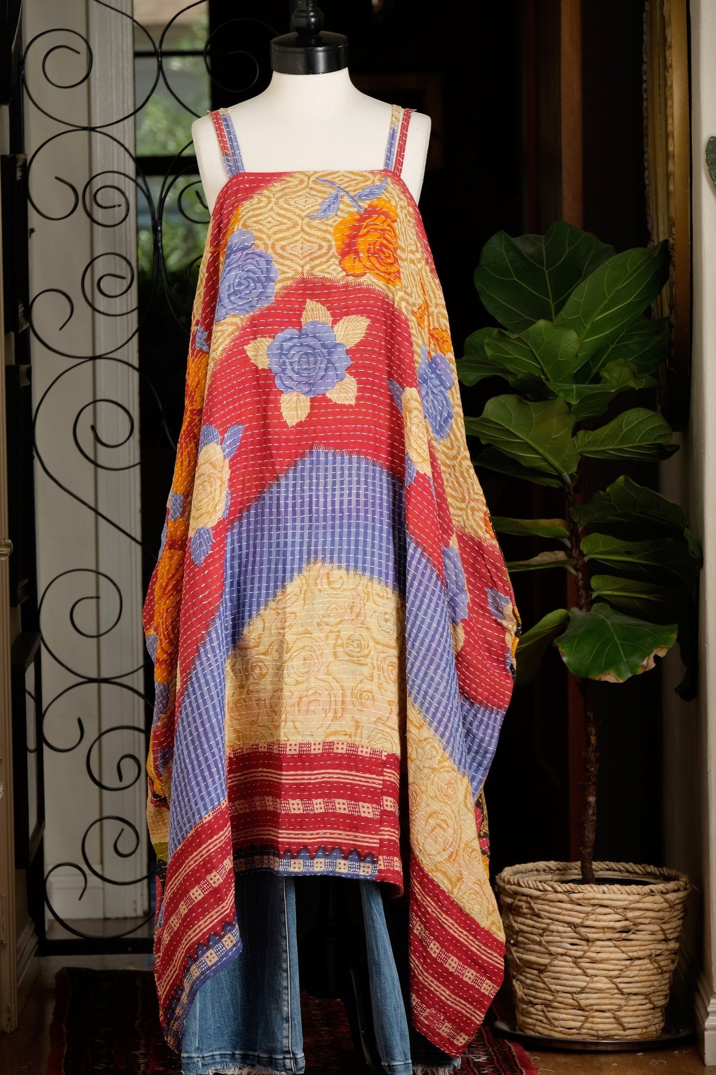 Kantha Maxi Dress in American Beauty