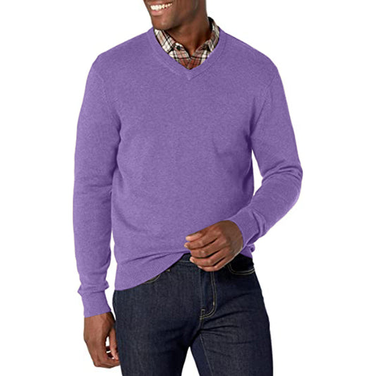 Men's V-Neck Sweater Sweatshirt Hoodie, Cotton-Blend Fleece Hooded Sweatshirt