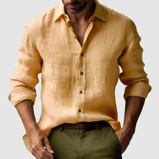 Men's Vintage Cotton Linen Long Sleeve Shirt