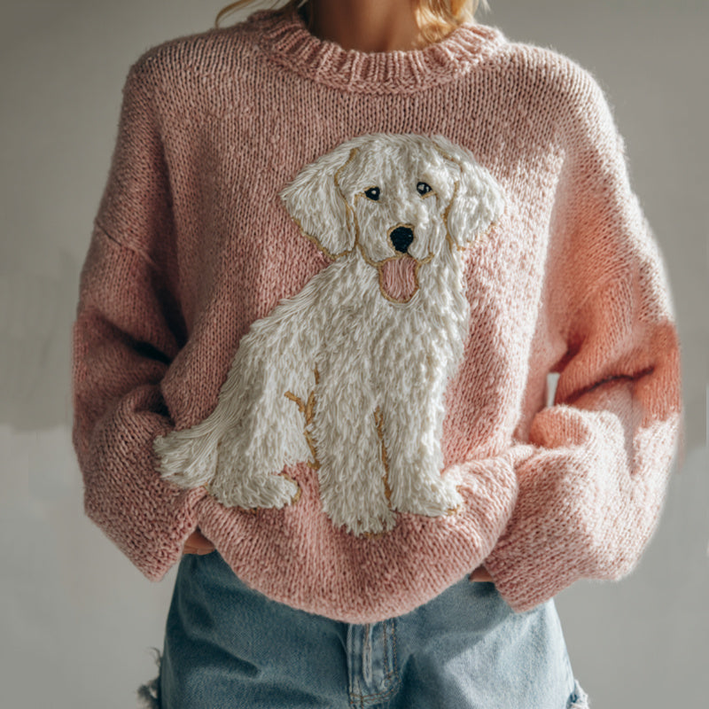 Fuzzy Goldendoodles Dog Felt Cozy Knit Sweater