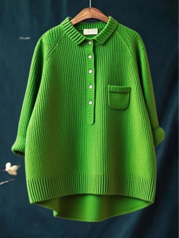 Women's Lapel Neck Casual Long Sleeve Sweater