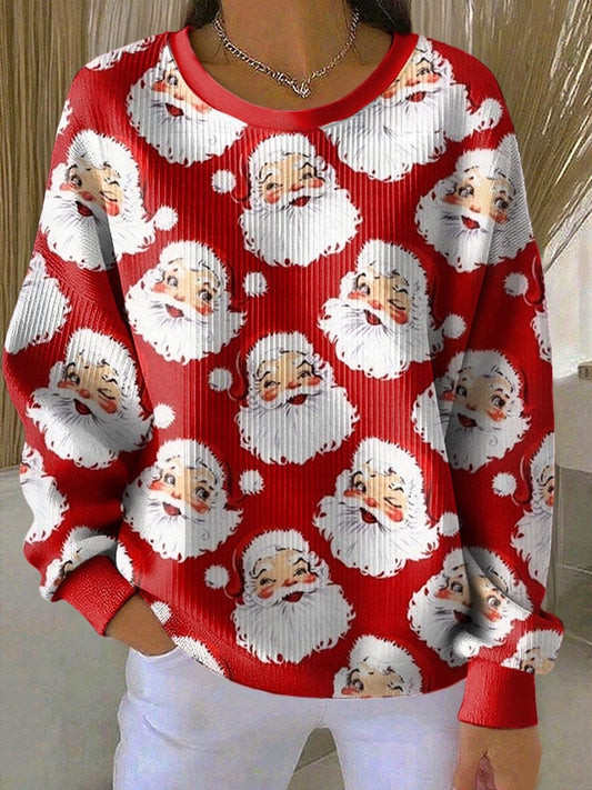 Women's Christmas Print Crew Neck Long Sleeve Top