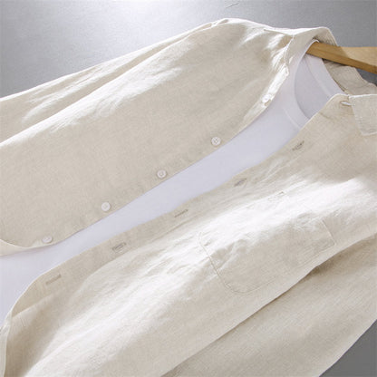 Simple Pure Linen Long Sleeve Shirt
