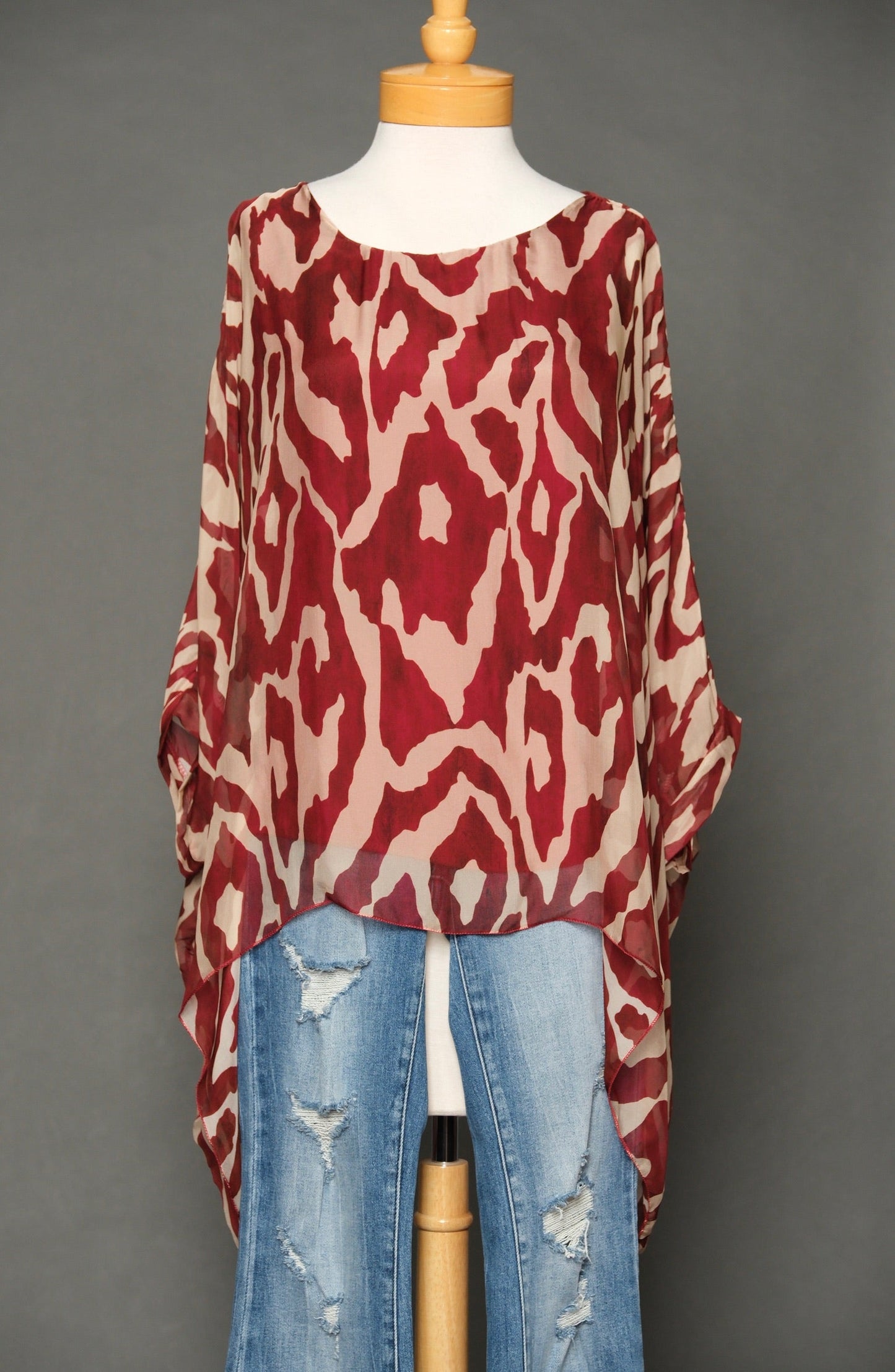 Silky Top in Abstract Cranberry