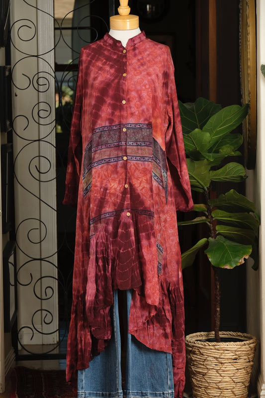 Lotus Duster Dress in Cranberry Smoke