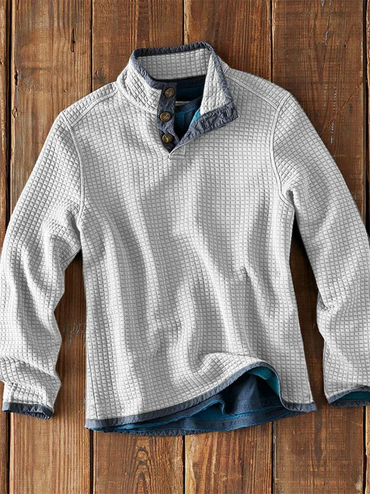 Waffle Large Size Loose Long Sleeve Sweatshirt Casual Top