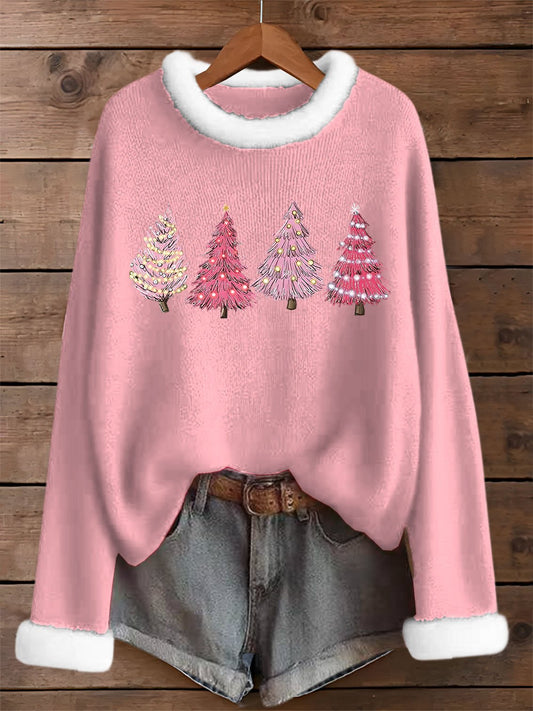 Women's Retro Christmas Tree Print Sweater