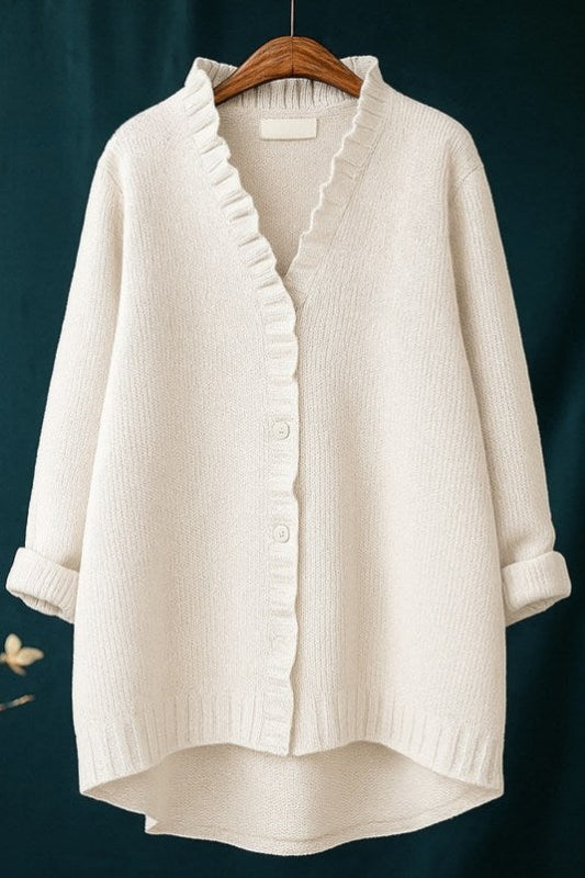 Women's Casual  Ruffle Cardigan Sweater