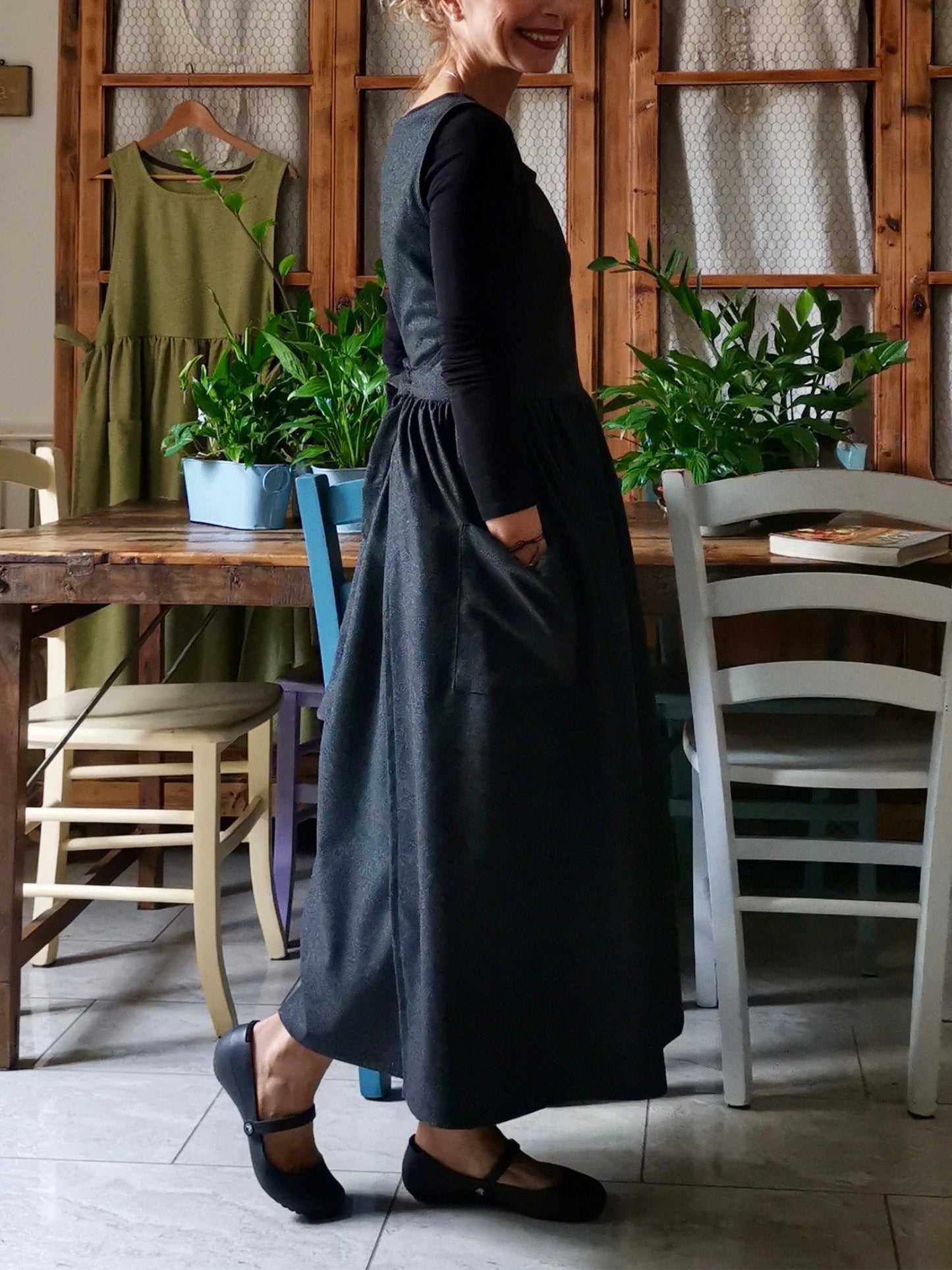 Dark Grey Cotton Apron