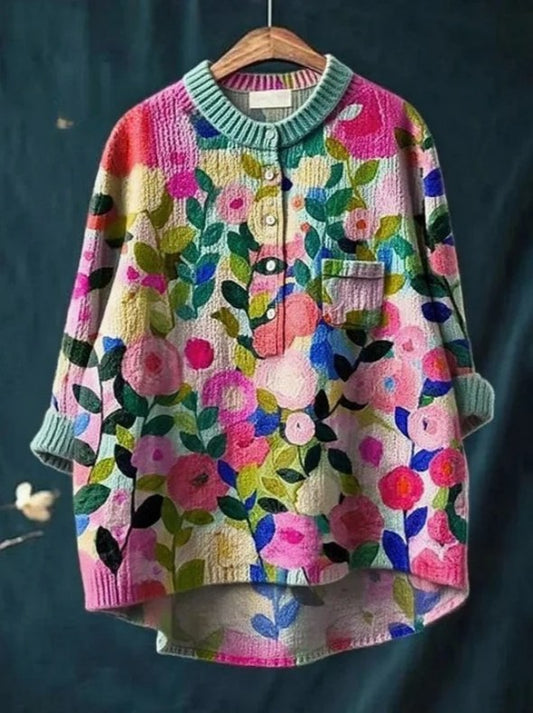 Women's Flower Print Casual Sweater