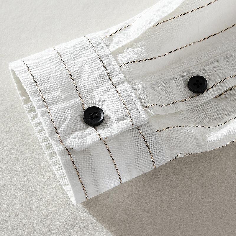 Men's Striped Linen Long Sleeve Shirt