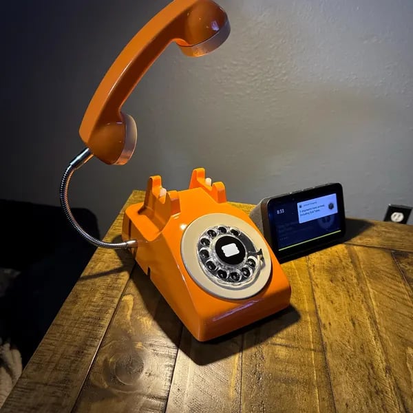 Upcycled Rotary Phone Lamp, Vintage Desk Light