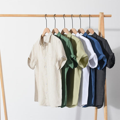 Men's Vintage Linen Short Sleeve Shirt
