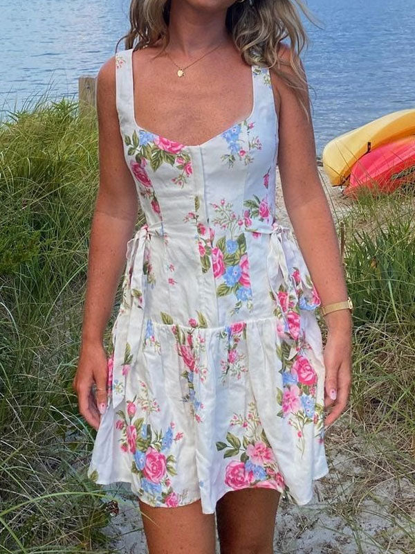 U neck mini dress