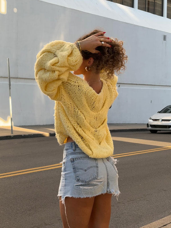 Crew neck knitted sweater