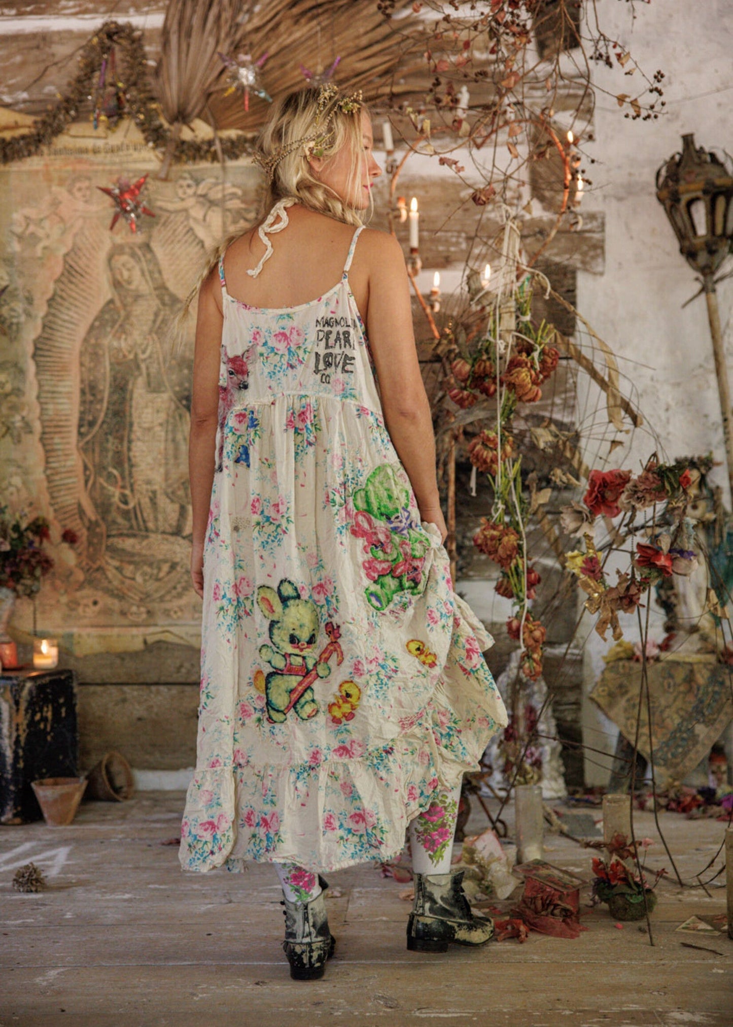 Applique Vianney Slip Dress 1434 in Bed of Roses by MP