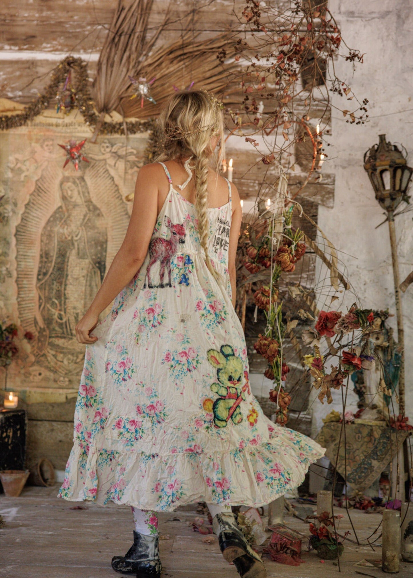 Applique Vianney Slip Dress 1434 in Bed of Roses by MP