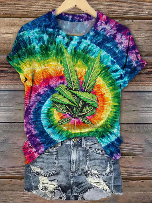 Vintage Tie-Dye Peace Love Crew Neck T-shirt