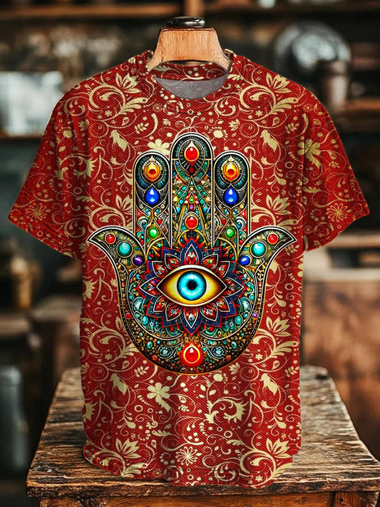 Retro Hippie Printed Crew Neck T-shirt