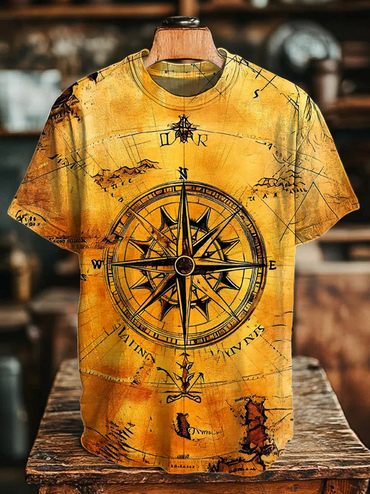 Vintage Western Compass Art Crew Neck T-shirt