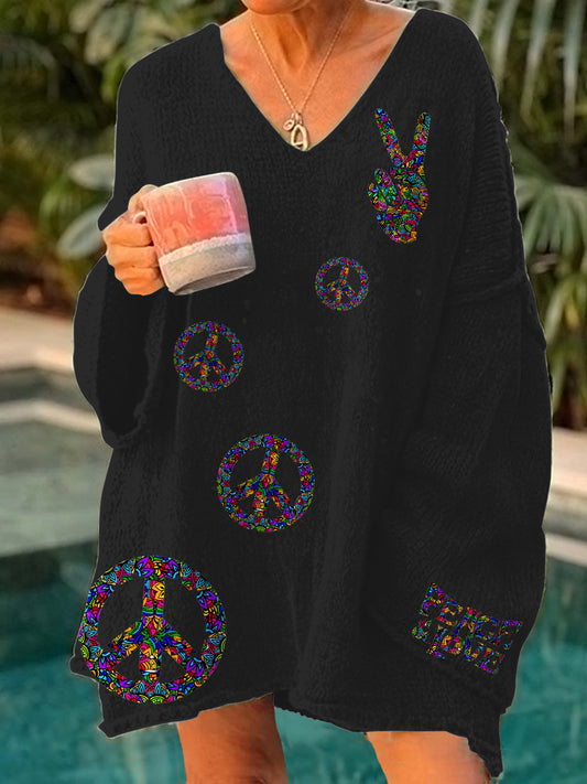 Hippie Irregular Art Casual Pullover Sweater