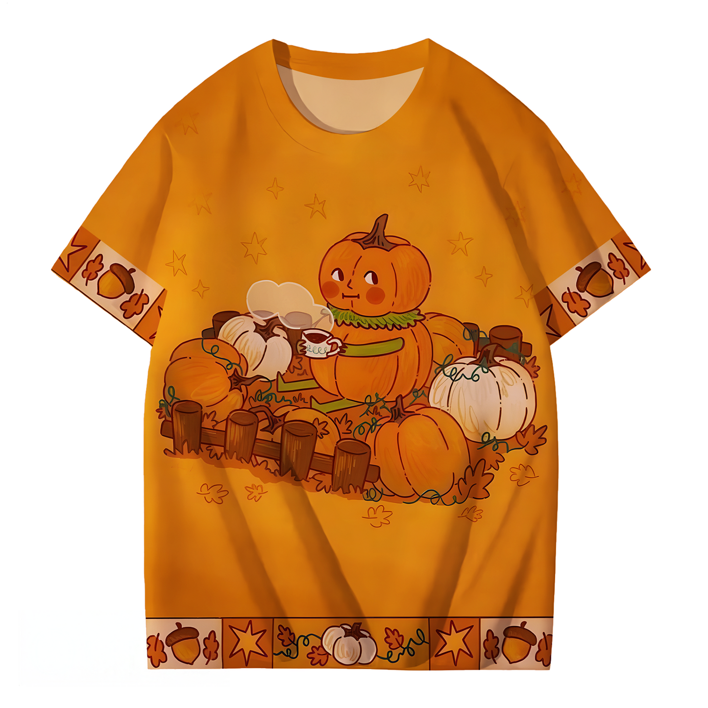 Retro Fun Pumpkin Crew Neck T-shirt
