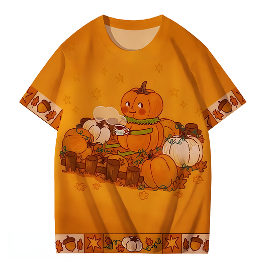 Retro Fun Pumpkin Crew Neck T-shirt