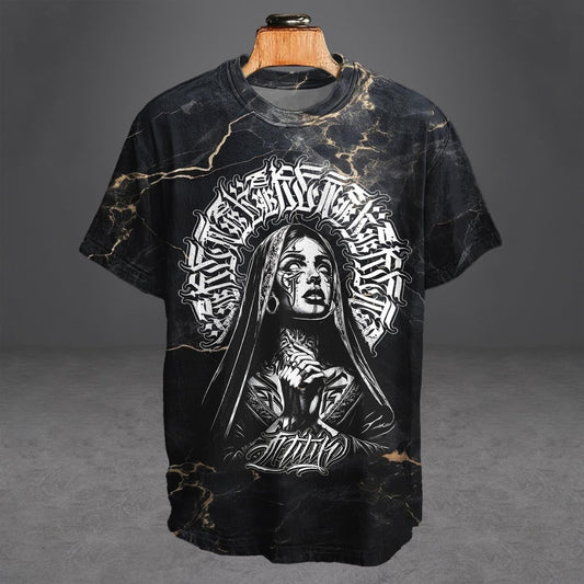 Gothic Print Crew Neck T-shirt
